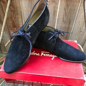 Salvatore Ferragamo Tommaso Black‎ Suede Lace Up Booties 7AAAA - NIB